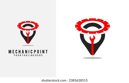 mechanic point logo design. point and mechanic logo, simple design vector illustration. good for use in mechanical businesses