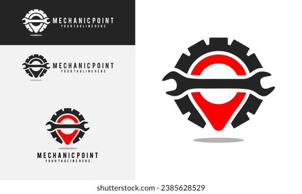 mechanic point logo design. point and mechanic logo, simple design vector illustration. good for use in mechanical businesses