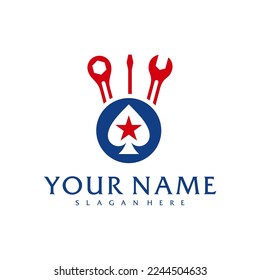 Mechanic Poker logo vector template, Creative Poker logo design concepts