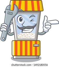 Mechanic popcorn vending machine in mascot shape