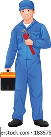 mechanic posing holding a wrench