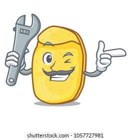 Mechanic potato chips mascot cartoon