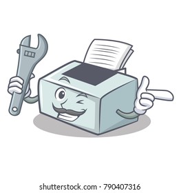 Mechanic printer mascot cartoon style