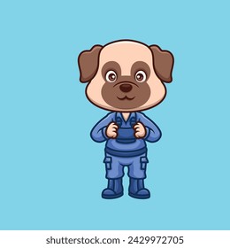 Mechanic Pub Dog Cute Cartoon Illustration
