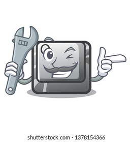 Mechanic Q button installed on cartoon computer
