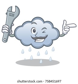 Mechanic rain cloud character cartoon