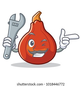 Mechanic red kuri squash mascot cartoon