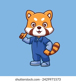 Mechanic Red Panda Cute cartoon