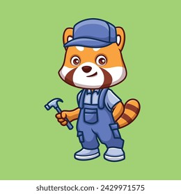 Mechanic Red Panda Cute cartoon