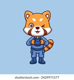 Mechanic Red Panda Cute cartoon