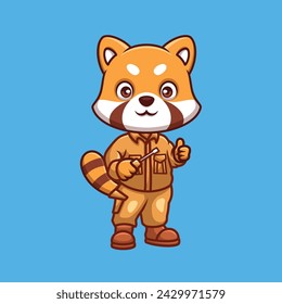 Mechanic Red Panda Cute cartoon