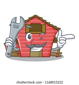 Mechanic red storage barn isolated on mascot