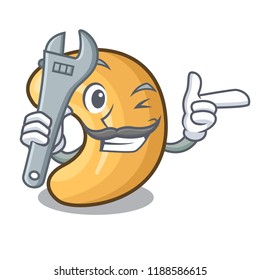 Mechanic roasted cashew nuts isolated on mascot
