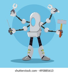 mechanic robot holding tools
