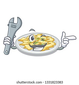 Mechanic scrambled egg isolated with in cartoon