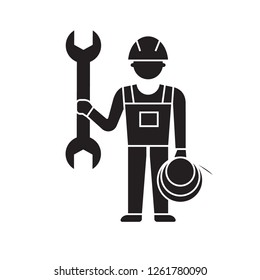 Mechanic service black vector concept icon. Mechanic service flat illustration, sign