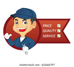 Mechanic service list isolated in white background