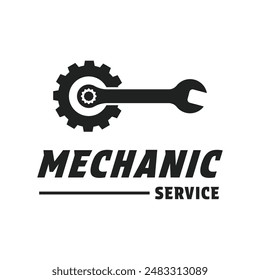 mechanic service logo design concept idea with wrench icon