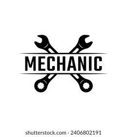 Mechanic service logo design vector isolated on white background.