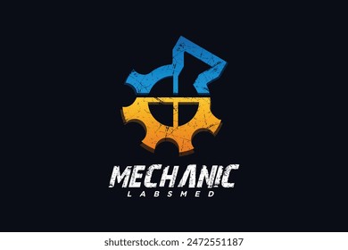 Mechanic service retro style unique Premium Vector