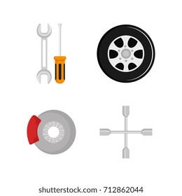 mechanic service set icons
