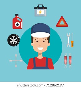 mechanic service set icons