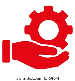 Mechanic Service vector icon. Style is flat symbol, red color, rounded angles, white background.