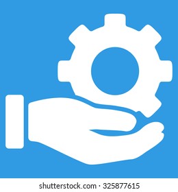 Mechanic Service vector icon. Style is flat symbol, white color, rounded angles, blue background.