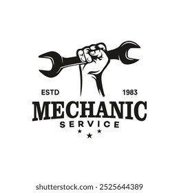 Mechanic service vintage. Garage badge. Car repair logo. Vector vintage auto service sign.