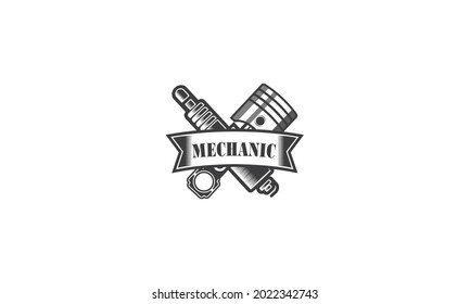 Mechanic services, engineering, repair logo design
