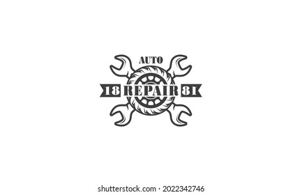 Mechanic services, engineering, repair logo design