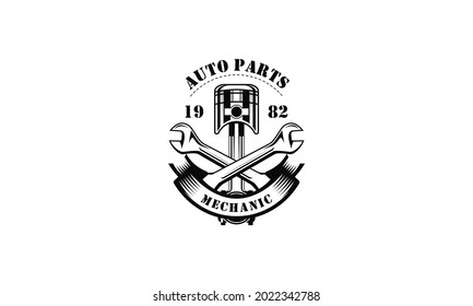 Mechanic services, engineering, repair logo design