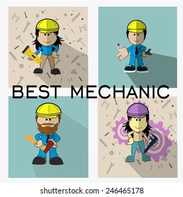 mechanic set over color background