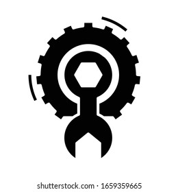 Configurações mecânicas ícone preto, ilustração de conceito, símbolo plano de vetor, sinal de glifo.