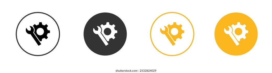 mechanic settings icon black and white vector outline sign