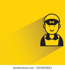mechanic with shadow on yellow background