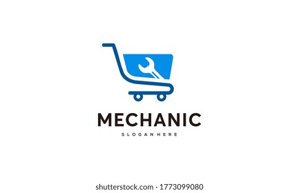 Mechanic Shopping Part Logo Concept, Online Shop Logo designs Template