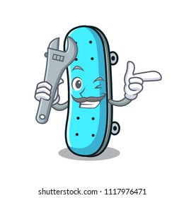 Mechanic skateboard mascot cartoon style