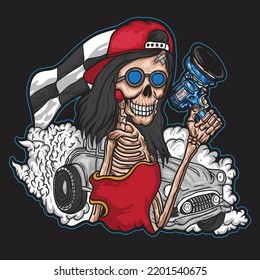 Mechanic Skeleton Girl Machine Car Garage