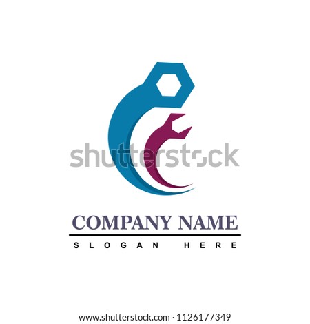 mechanic social logo design template