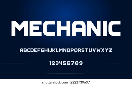 MECHANIC, solid font style alphabet