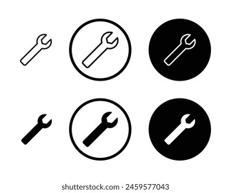 Conjunto de iconos de línea de llave mecánica. Profesional mecánico mantener la señal de la herramienta adecuada para App y Sitios web UI diseños.