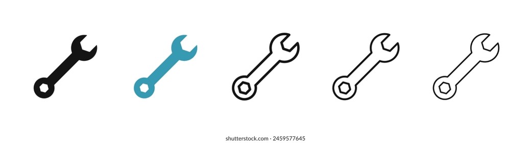 Mechanic spanner sign set. Professional mechanical maintain tool sign for UI designs.