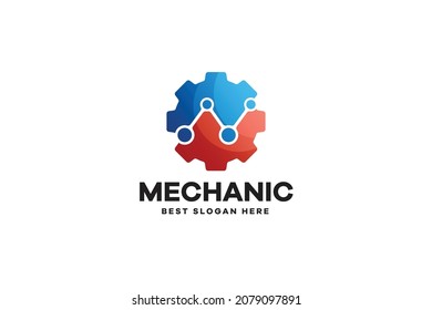 Logotipo estadístico mecánico con forma de engranaje