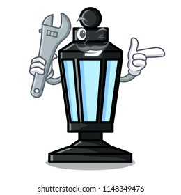 Mechanic street lamp mascot cartoon