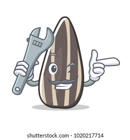 Mechanic sunflower seed mascot cartoon