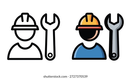 Mecánico o técnico con casco y llave