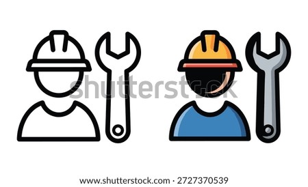 Mechanic or technician with hardhat and spanner