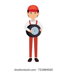 mechanic with tire avatar character