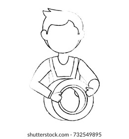 mechanic with tire avatar character